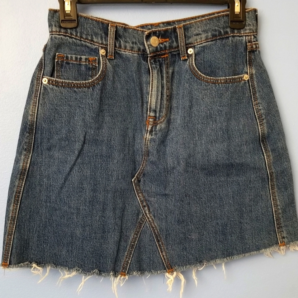 Raw hem old navy denim skirt. Like new